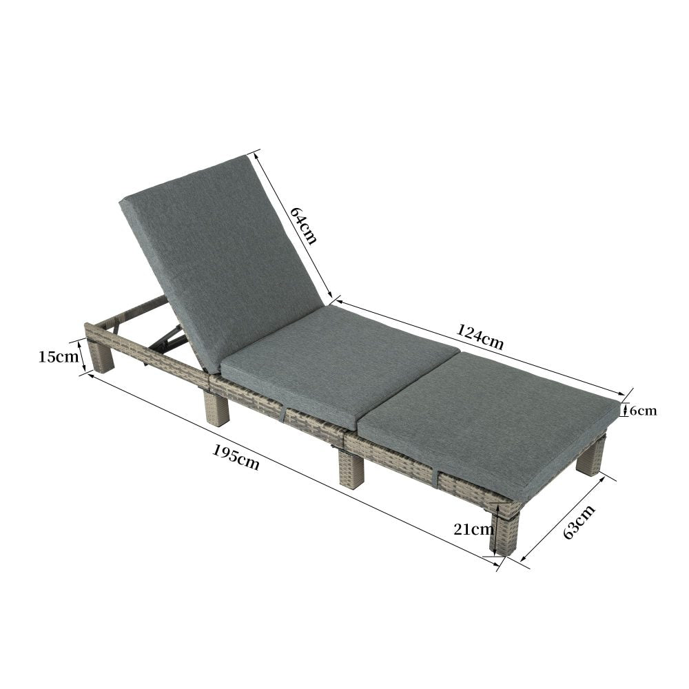 Sorrento Premium Sunbed with Adjustable Recline - Grey